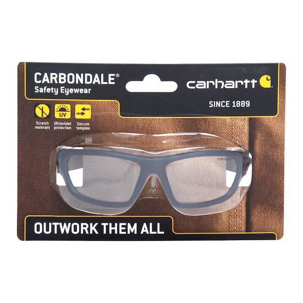 Carhartt Eyewear Safety Glasses, Anti-Scratch, Clear Lens, Black and Tan Frame CHB210DCC - main